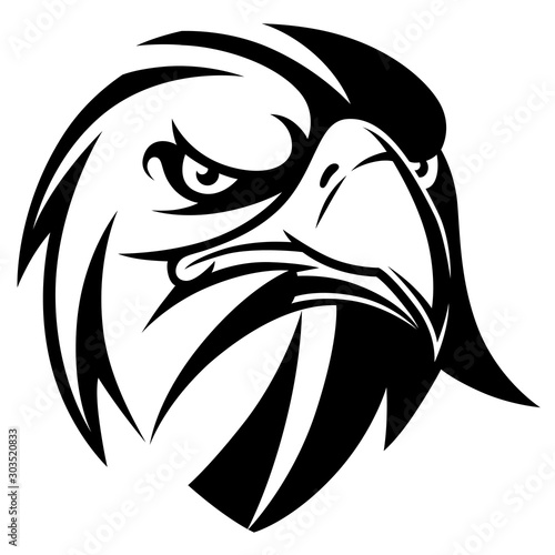 Eagle head black and white