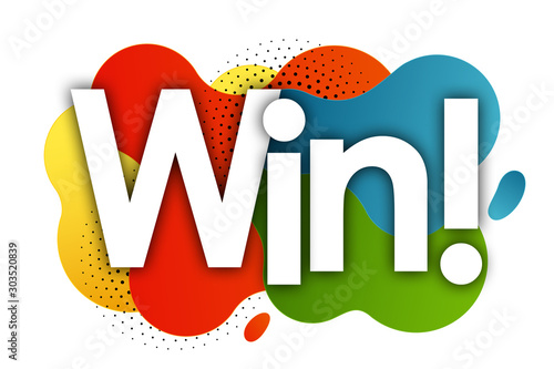 win in color bubble background