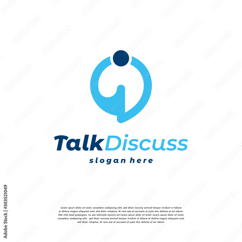 Talk Discuss logo designs template. Simple Flat Forum Chat logo designs vector, icon, symbol
