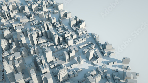 Abstract Modern White City on White Surface