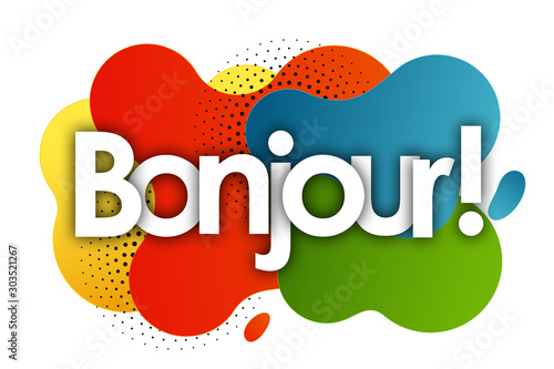 bonjour in color bubble background photo