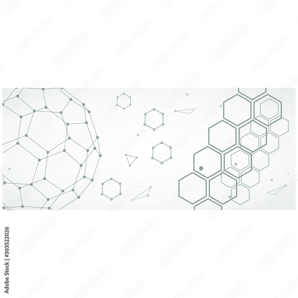 Science network pattern. Connecting lines and dots. Modern futuristic virtual abstract background molecule structure for medical, technology, chemistry, science. Hexagonal shapes Science network pattern. Connecting lines and dots. Modern futuristic virtual abstract background molecule structure for medical, technology, chemistry, science. Hexagonal shapes