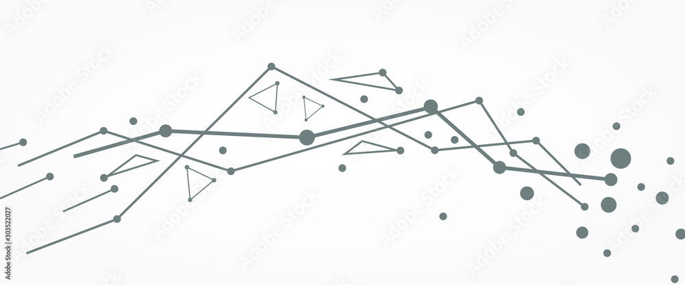 Technology, chemistry and science banner design template. Molecule and communication pattern. Connected lines with dots.