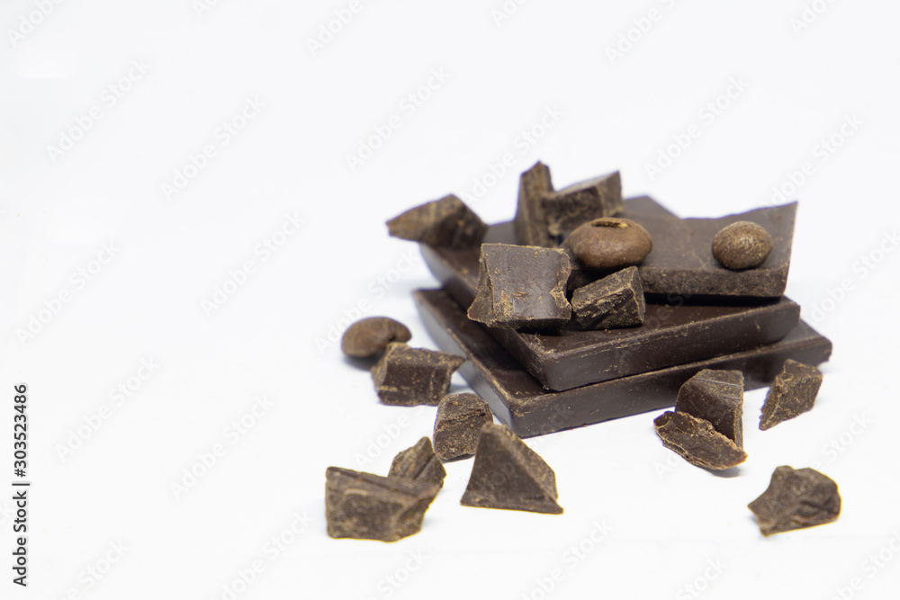 dark dark chocolate and coffee on a white background dark dark chocolate and coffee on a white background