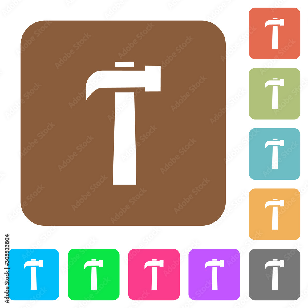 Old hammer rounded square flat icons Old hammer rounded square flat icons