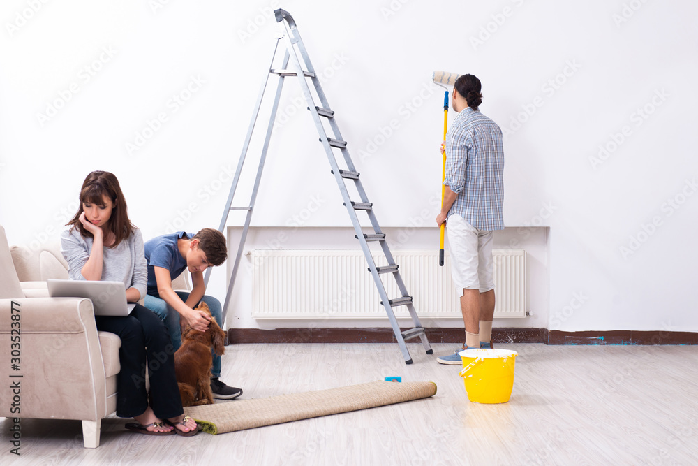 Young family doing home renovation Young family doing home renovation