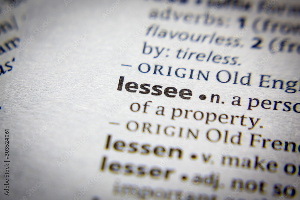 Fotografie Word or phrase Lessee in a dictionary.