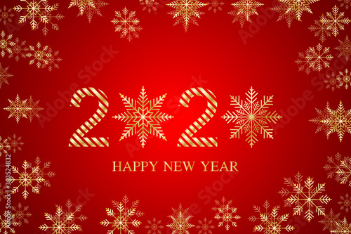 Text design 2020. Christmas and Happy New Years background with snowflakes. Vector illustration.