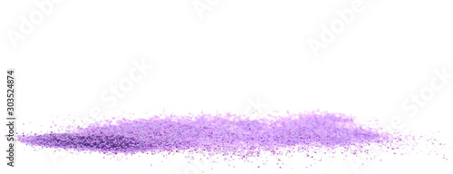 Decorative purple sand pile, isolated on white background