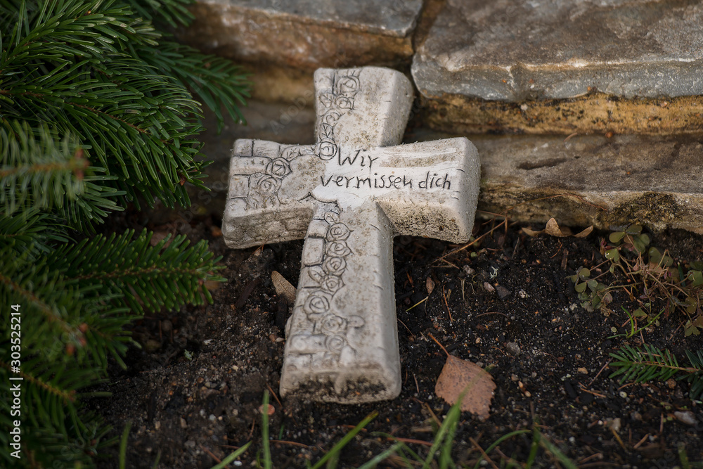 Fotografie Friedhof, Statue, Glaube, Kreuz