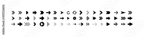 Arrows collection. Big set of Arrows Vector Icons, isolated on white background. Arrow different shapes in modern simple flat style for web design. Vector photo