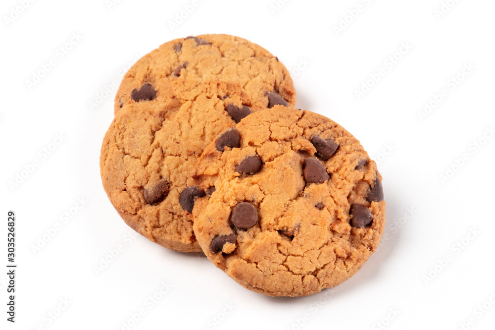 Chocolate chip cookies, gluten free, on a white background Chocolate chip cookies, gluten free, on a white background