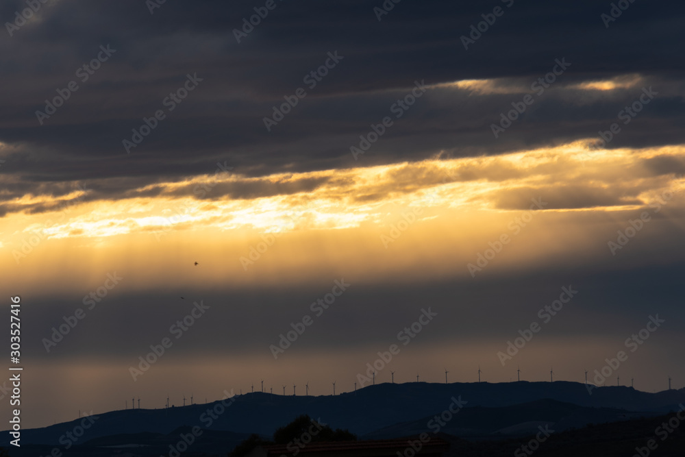 Beautiful Sunset in the Clouds, Sicily, Italy, Europe