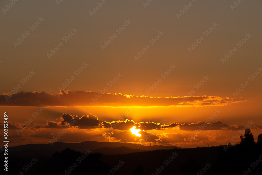 Beautiful Landscape at Sunset, Mazzarino, Caltanissetta, Sicily, Italy, Europe