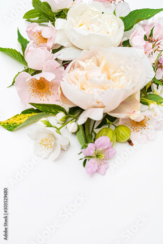 summer flowers on the white background