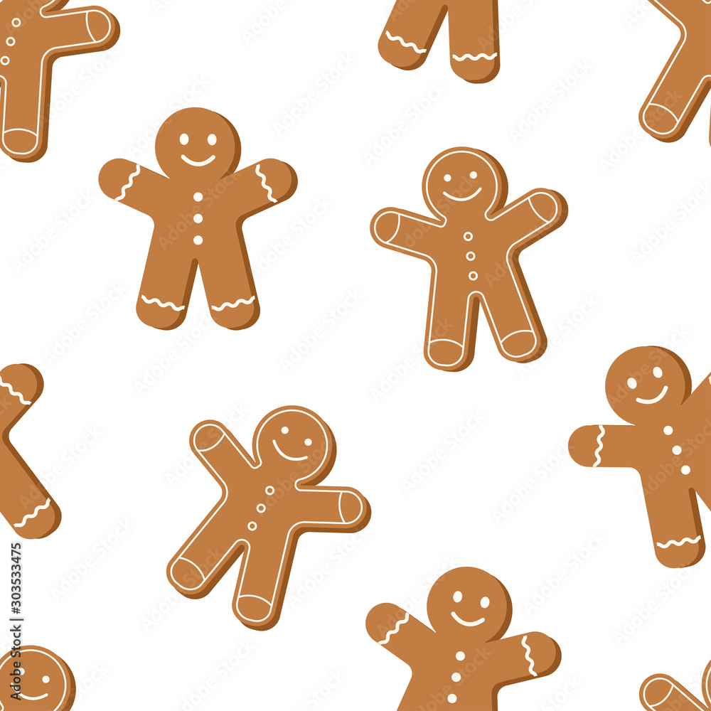 Gingerbread man cookies seamless pattern, Christmas holiday cute background. Vector illustration Gingerbread man cookies seamless pattern, Christmas holiday cute background. Vector illustration