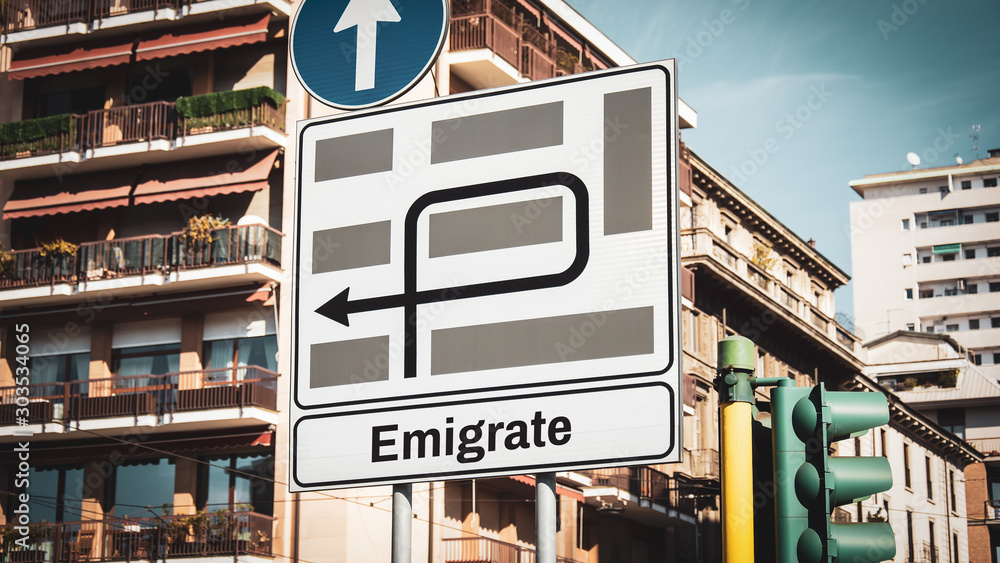 Fotografie Street Sign to Emigrate
