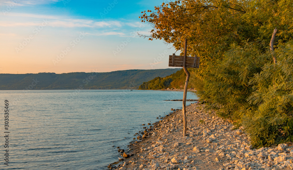 Εκτύπωση καμβά calm picturesque silent lake forest edge shore line scenery landscape photograph