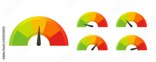 set color speedometer in flat style, vector