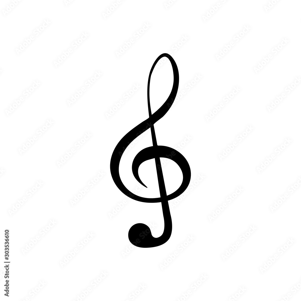 treble clef icon isolate on white background, vector illustration treble clef icon isolate on white background, vector illustration