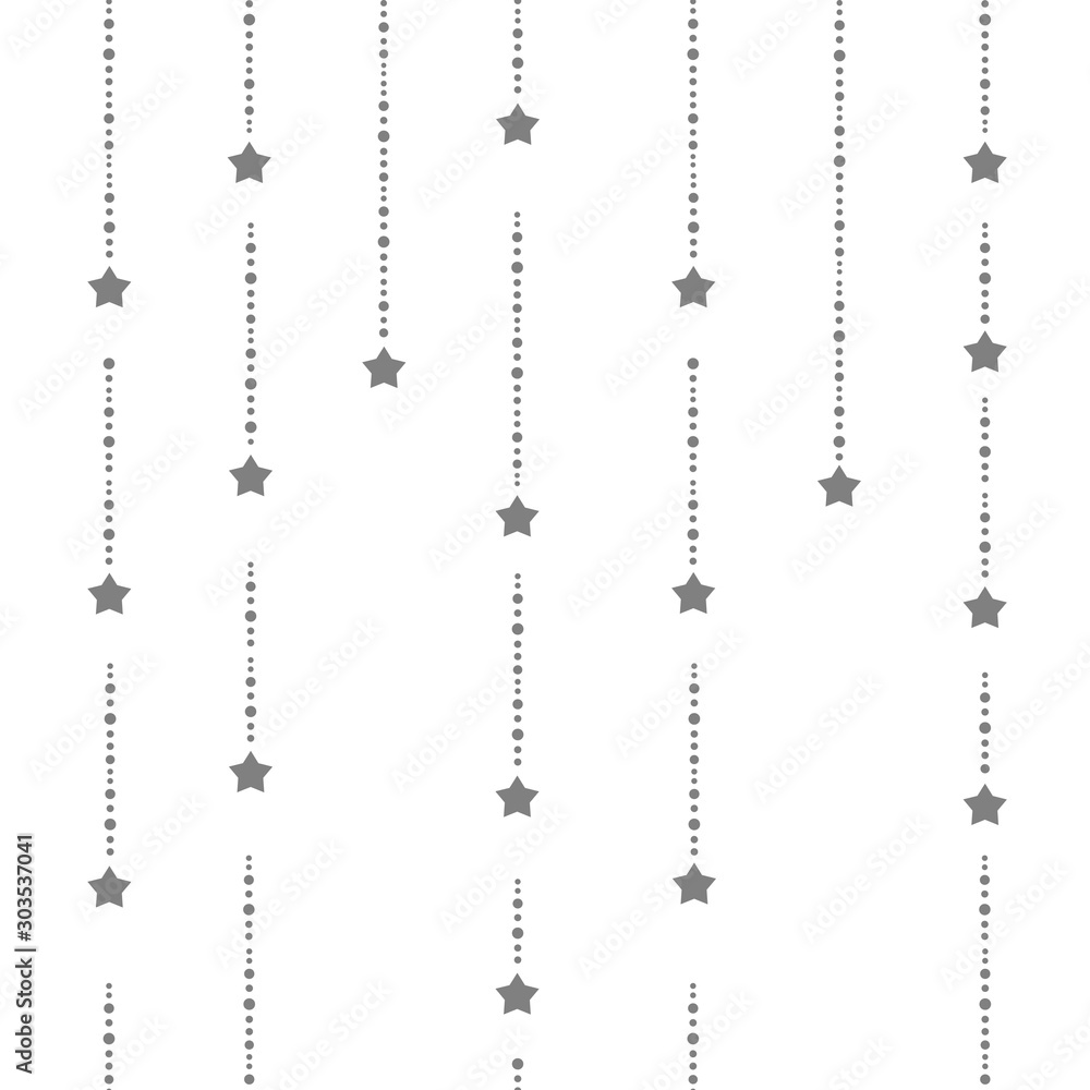 Seamless background with black dots and stars on white background. Seamless background with black dots and stars on white background.