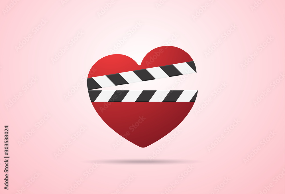 Ταπετσαρία Romantic movie icon with heart clapper isolated