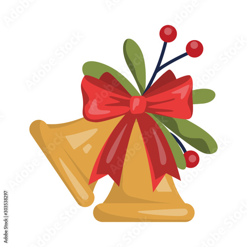 Vector illustration of traditional Christmas golden bells