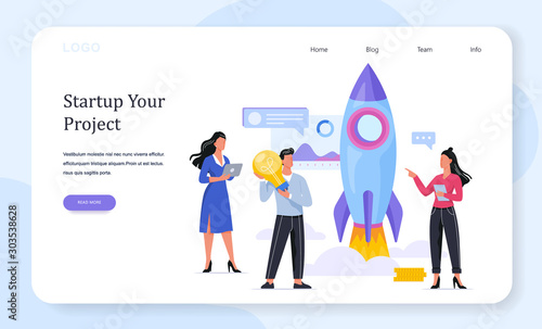 Rocket launch as a metaphor of startup. Business development