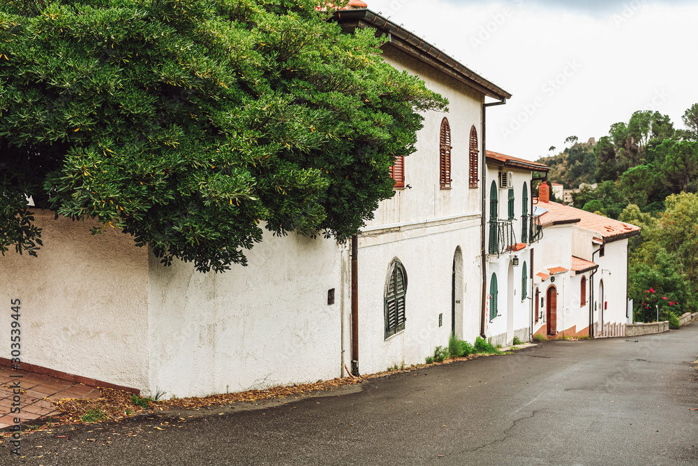 small houses near trees and road in italy