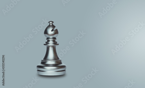 Vászonkép Silver bishop isolated on gray background