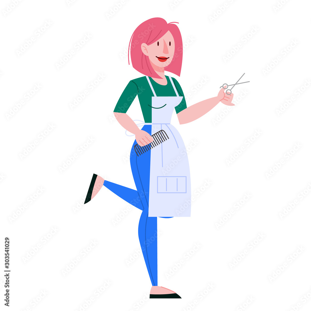 Vector illustration of hairdresser holding a scissors. Vector illustration of hairdresser holding a scissors.