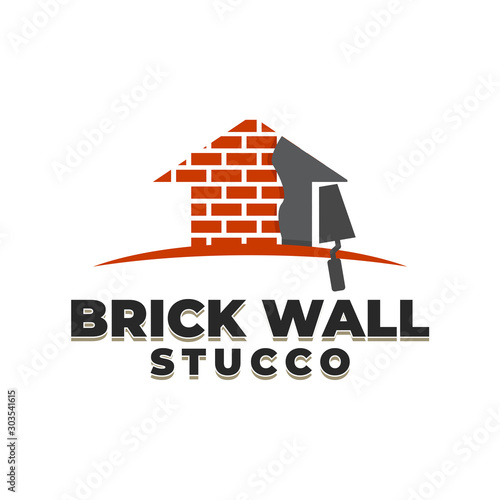 Stucco Brick Wall Logo Vector Icon Illustration