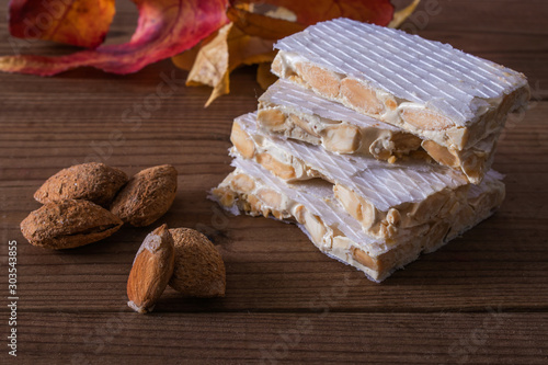 nougat with almonds traditional christmas dessert