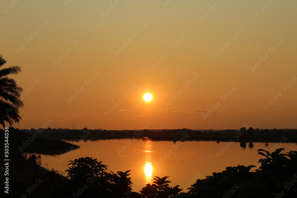 sunset on lake