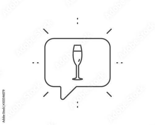 Champagne glass line icon. Chat bubble design. Wine glass sign. Outline concept. Thin line champagne glass icon. Vector