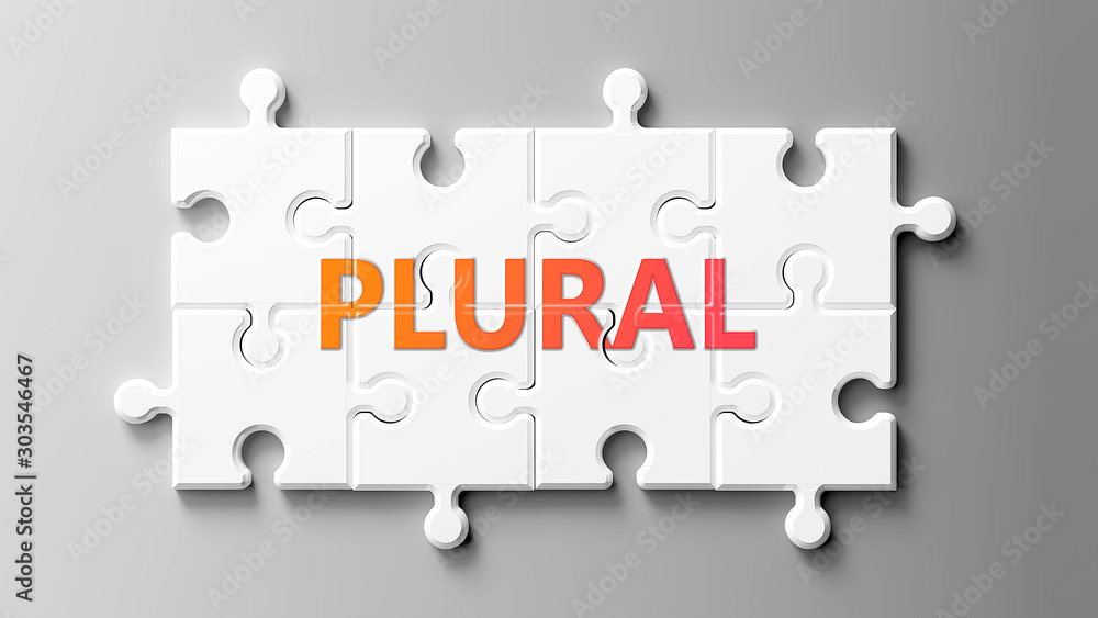 Plural complex like a puzzle pictured as word Plural on a puzzle