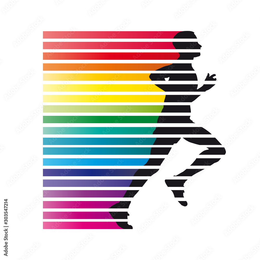 Fotografie Vector sign fast man runs in the wind