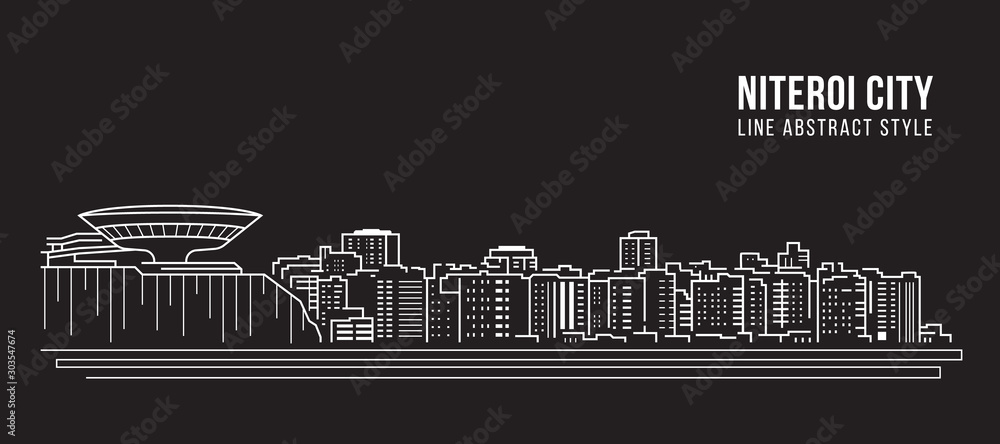 Cityscape Building panorama Line art Vector Illustration design - Niteroi city