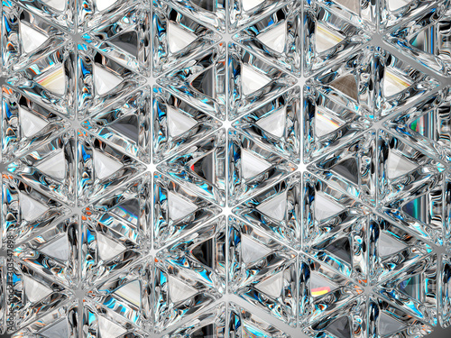 Gemstone diamond or shiny glass triangular texture kaleidoscope