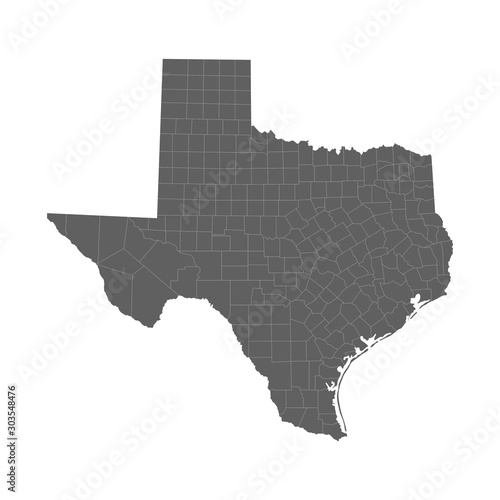 Vector illustration of grey Texas map. Vector map.
