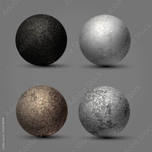 Textured stone balls, planets, round stones