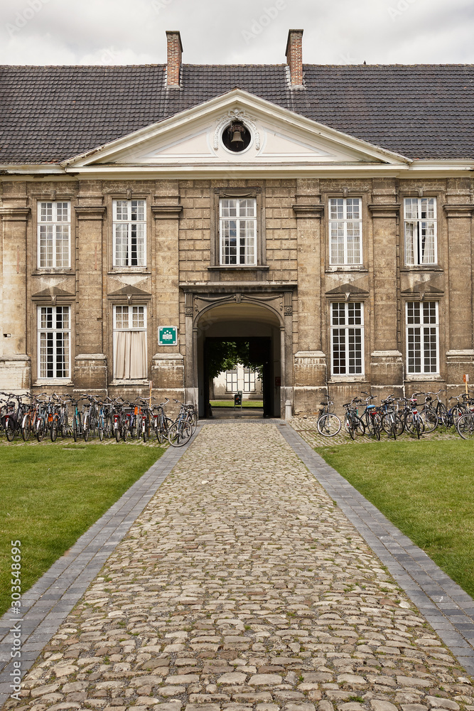 Entrance road of old college in Louvain Belgium