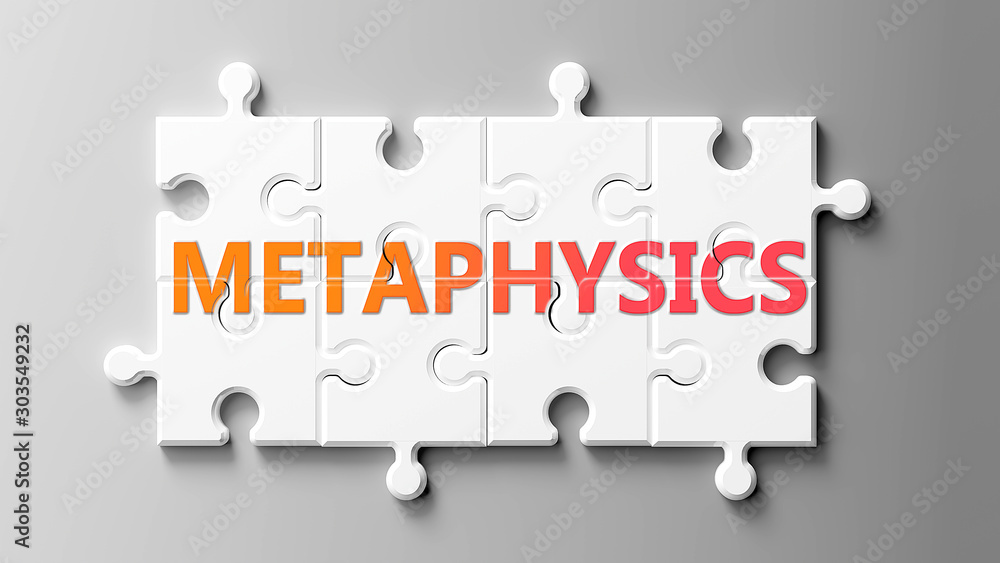 Φωτογραφία Metaphysics complex like a puzzle - pictured as word Metaphysics on a puzzle pie