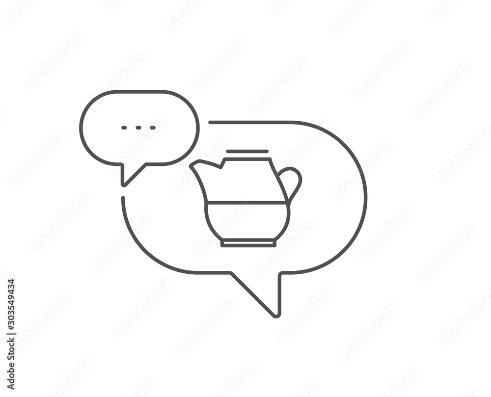 Milk jug for coffee icon. Chat bubble design. Fresh drink sign. Beverage symbol. Outline concept. Thin line milk jug icon. Vector Milk jug for coffee icon. Chat bubble design. Fresh drink sign. Beverage symbol. Outline concept. Thin line milk jug icon. Vector