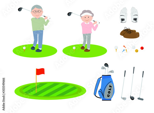 Senior citizens, golf, sports, man, woman