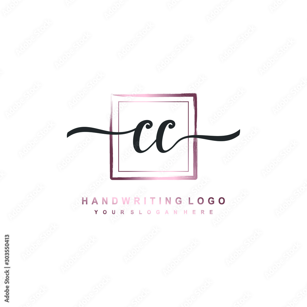 CC Initial handwriting logo design with brush box lines dark pink color gradation. handwritten logo for fashion, team, wedding, luxury logo. CC Initial handwriting logo design with brush box lines dark pink color gradation. handwritten logo for fashion, team, wedding, luxury logo.