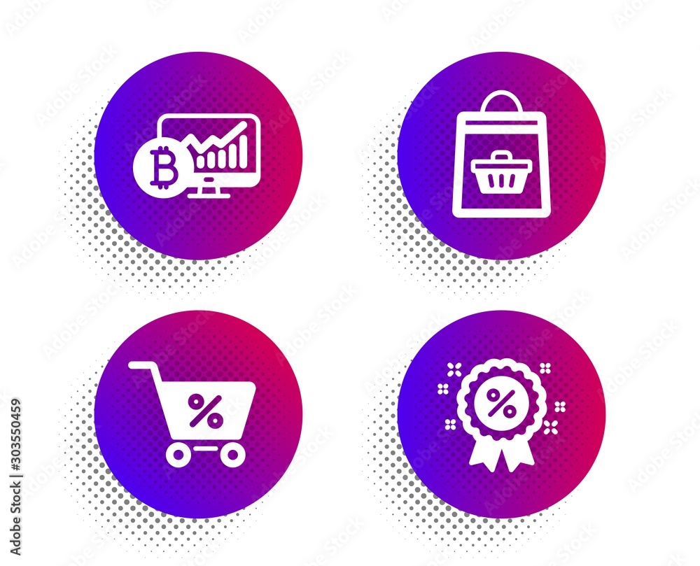Special offer, Online buying and Bitcoin chart icons simple set. Halftone dots button. Discount sign. Discounts, Shopping cart, Cryptocurrency statistics. Sale shopping. Finance set. Vector Special offer, Online buying and Bitcoin chart icons simple set. Halftone dots button. Discount sign. Discounts, Shopping cart, Cryptocurrency statistics. Sale shopping. Finance set. Vector