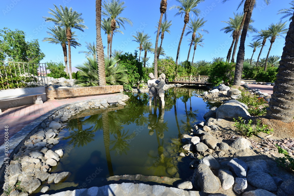 Εκτύπωση καμβά A desert rock and pond garden in Los Angeles
