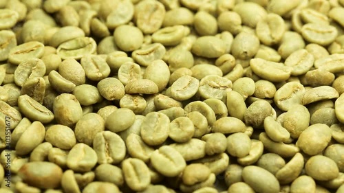 Green coffee beans, not roasted, rotation