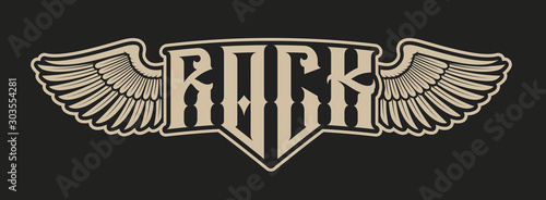 Monochrome illustration of rock lettering